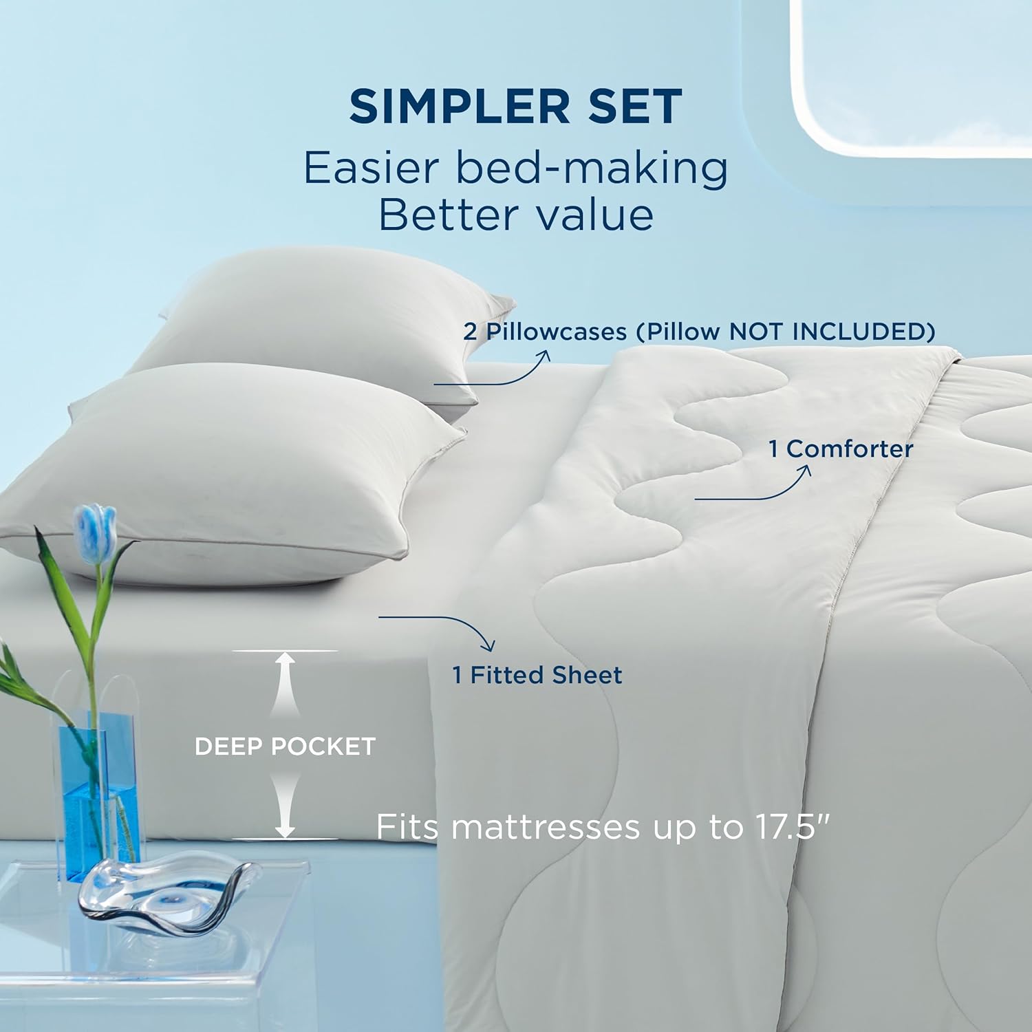 Bedsure Cooling Comforters Queen Size Set 4 Pieces, Grey Cooling Blanket for Hot Sleepers, Double-Sided Cool Tech Queen Bedding Set with Breathable Lightweight Comforter, Sheet & Pillowcases