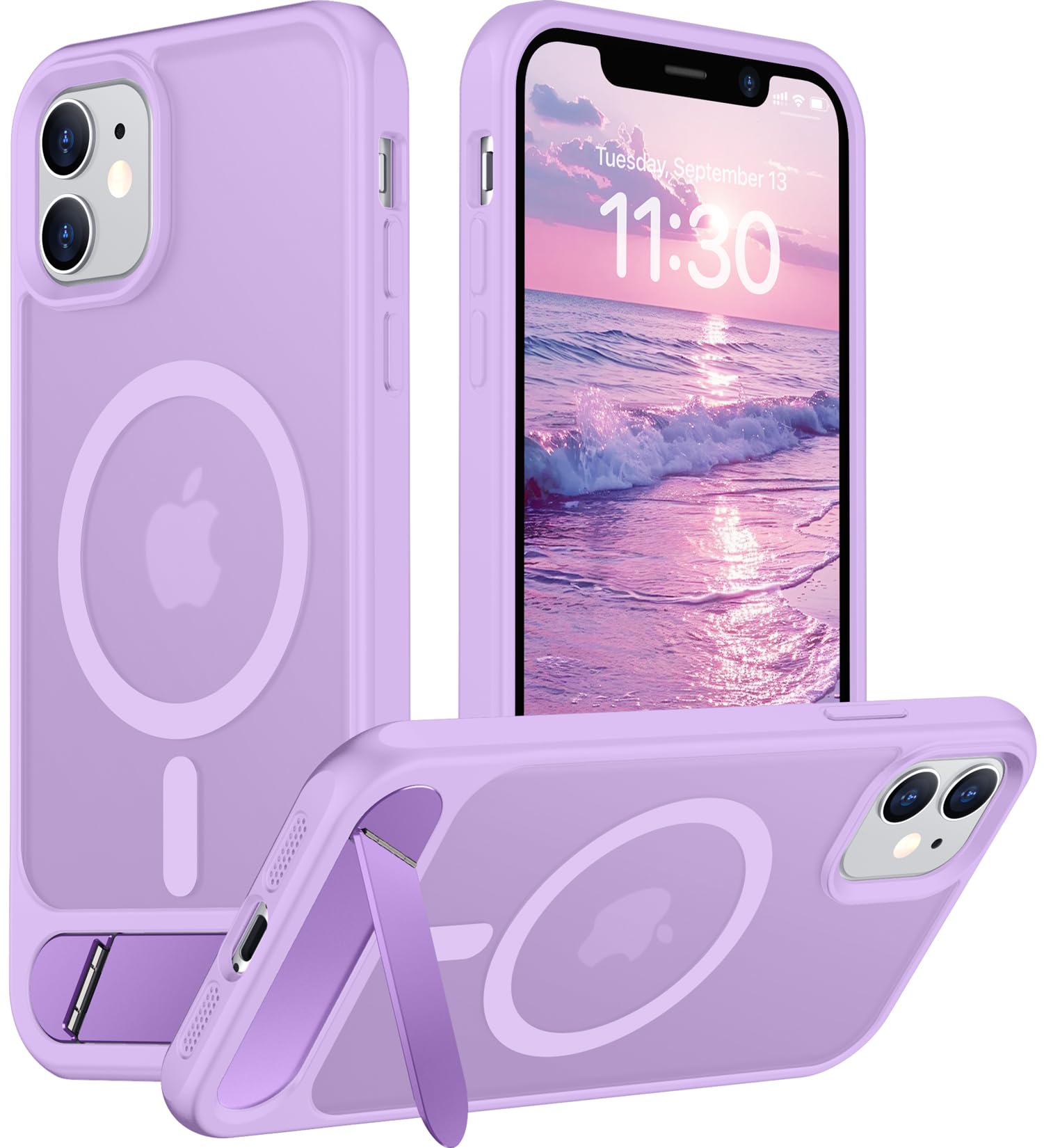 Temdan Magnetic Compatible with iPhone 11 Phone Case, [Built-in Invisible Kickstand][Compatible with MagSafe] [Military Grade Shockproof] Slim Translucent Matte Phone Case for iPhone 11 6.1"