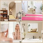 JUNEBRUSHS 4 Pack Self Adhesive Acrylic Mirror, 8 x 8 Inch Mirror Tiles | Flexible Plastic Mirror Sheets Wall Stickers, 2MM Thick Mirrors