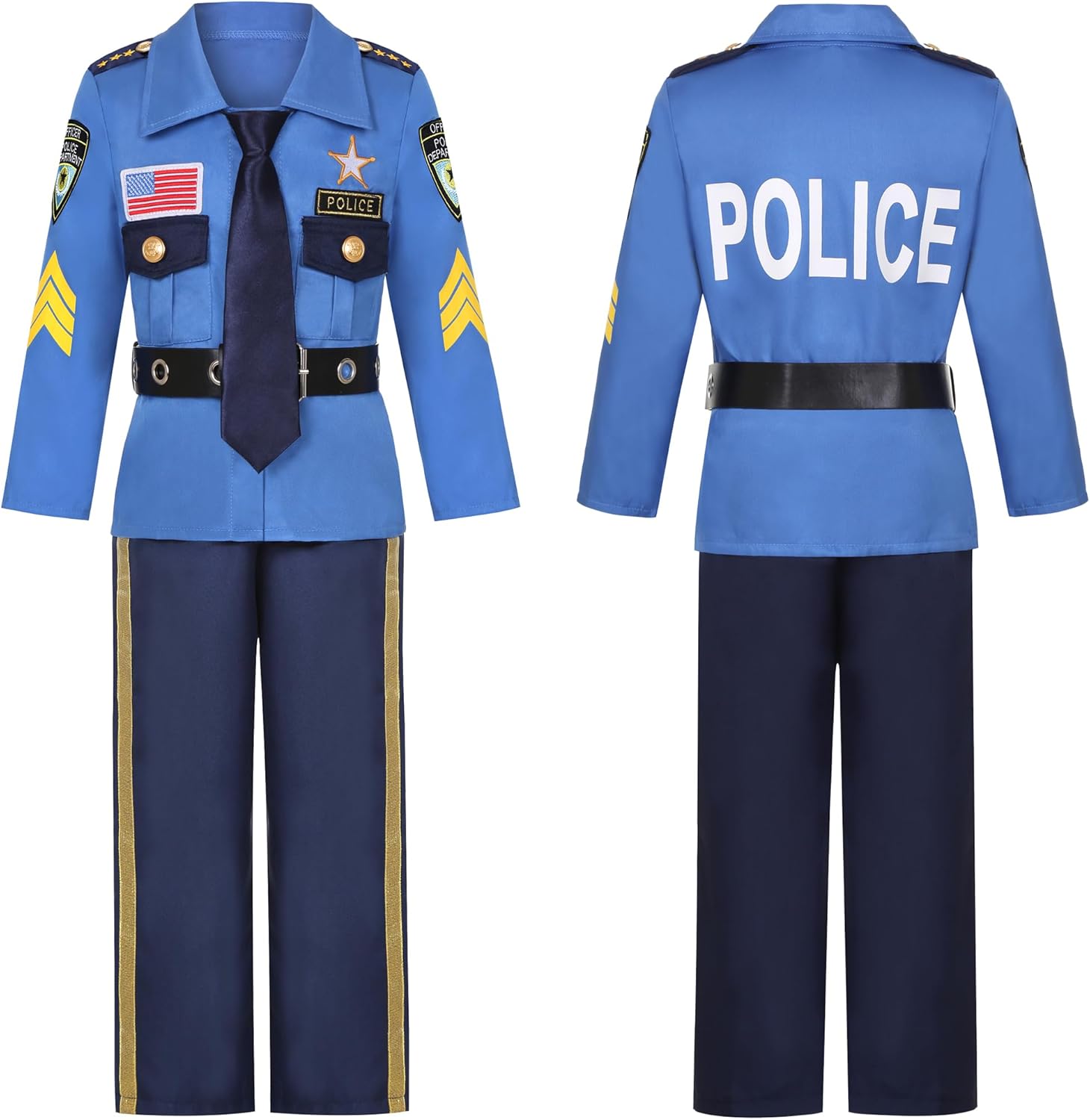 Soyoekbt Police Costume for Kids Policeman Uniform Outfit for Boys Girls with Toy Gun for Halloween Party - Image 4