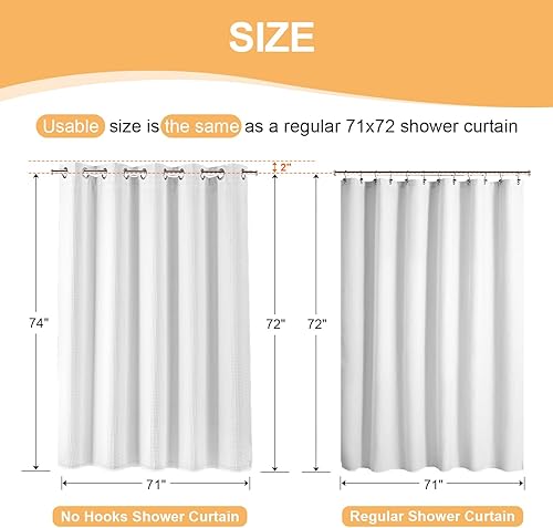 Miniatura 7 de Cortina de ducha apta para hotel, no necesita ganchos, forro con ganchos a presión, repele el agua, lavable en lavadora