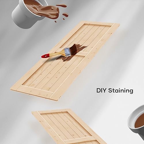 Miniatura 5 de EaseLife Puerta corredera de madera de granero de 28 x 84 pulgadas, puertas interiores, ensamblaje de bricolaje, losa con paneles de abeto natural
