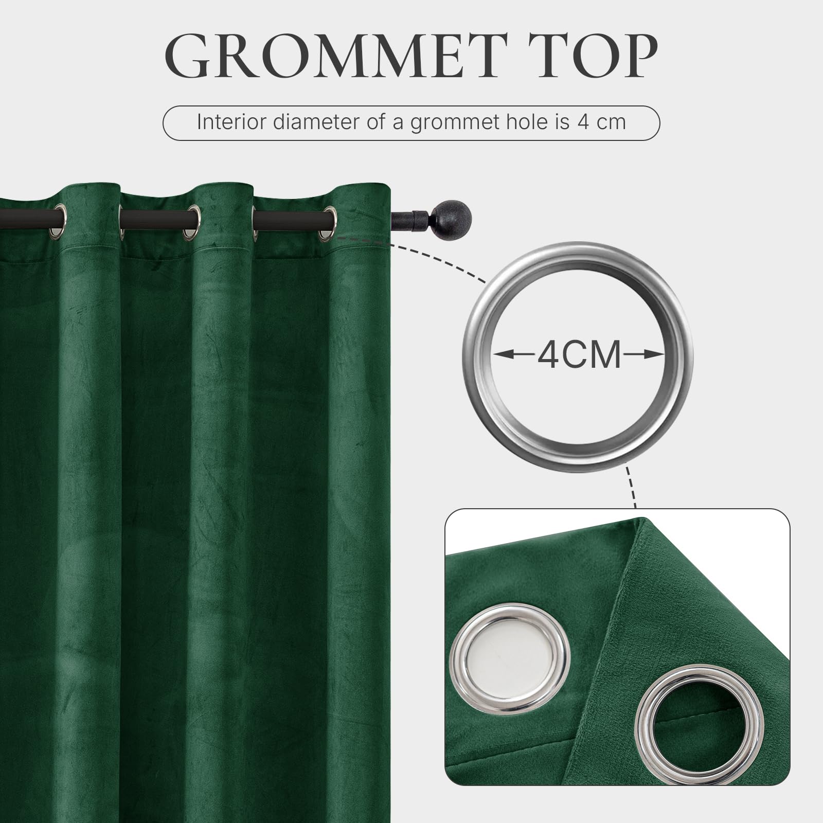 Ystyle Rideau Occultant Velours Lot De 2, 140x175cm, Vert Foncé | Rideaux Salon Rideau Thermique Isolant Anti Chaud Intérieurs, Rideau Phonique Anti Bruit, Moderne Chambre Maison Dressing
