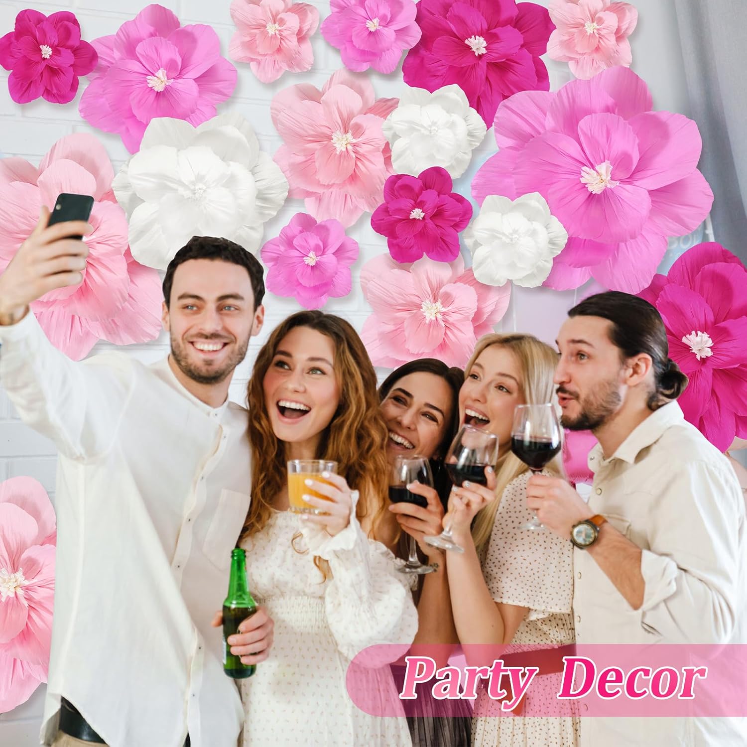 Giant Paper Flowers Artificial Large Paper Flower Decoration for Handcrafted Wall Backdrop Christmas Mexican Wedding Graduation Bridal Shower Birth Party Supplies(Pink Gradient,18 Pcs)