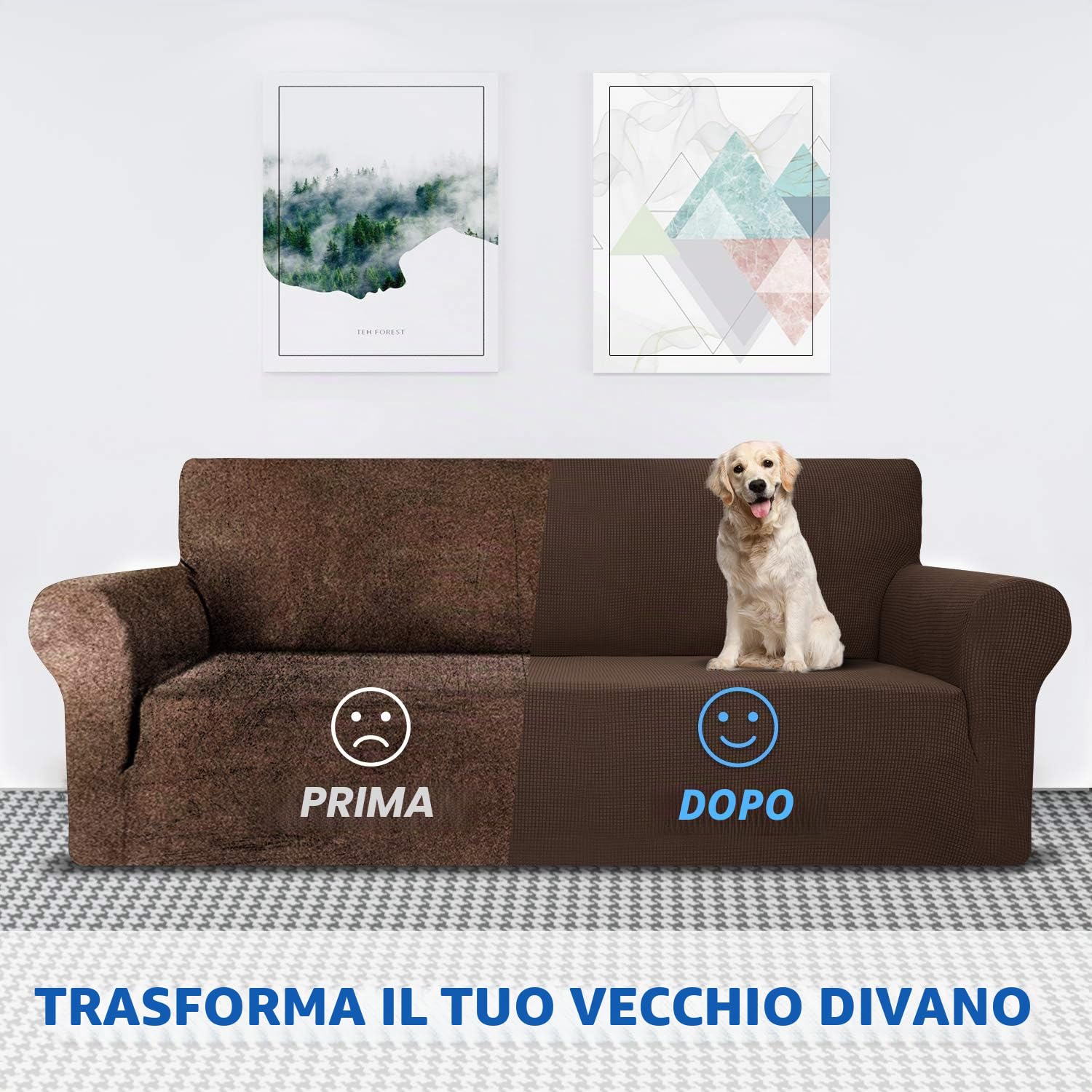 MAXIJIN Copridivano estensibile per divano a 3 posti, 1 pezzo copridivano universali soggiorno jacquard mobili protezione cani Pet Friendly Fitted Couch (3 posti, caffè)