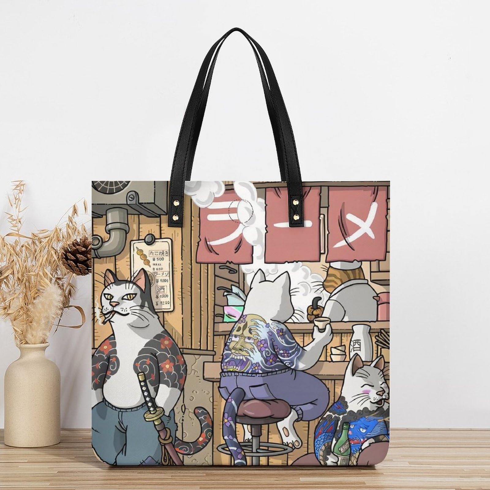 Amazon.co.jp: トートバッグ 面白い かっこいい 日本酒 居酒屋 侍猫 