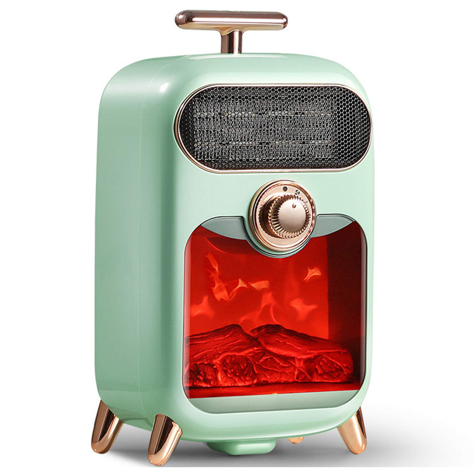 Electric Stove Heater, Electric Retro 900W Heater Flame Effect Freestanding Fireplace Adjustable Temperature/Flame Design Large Window