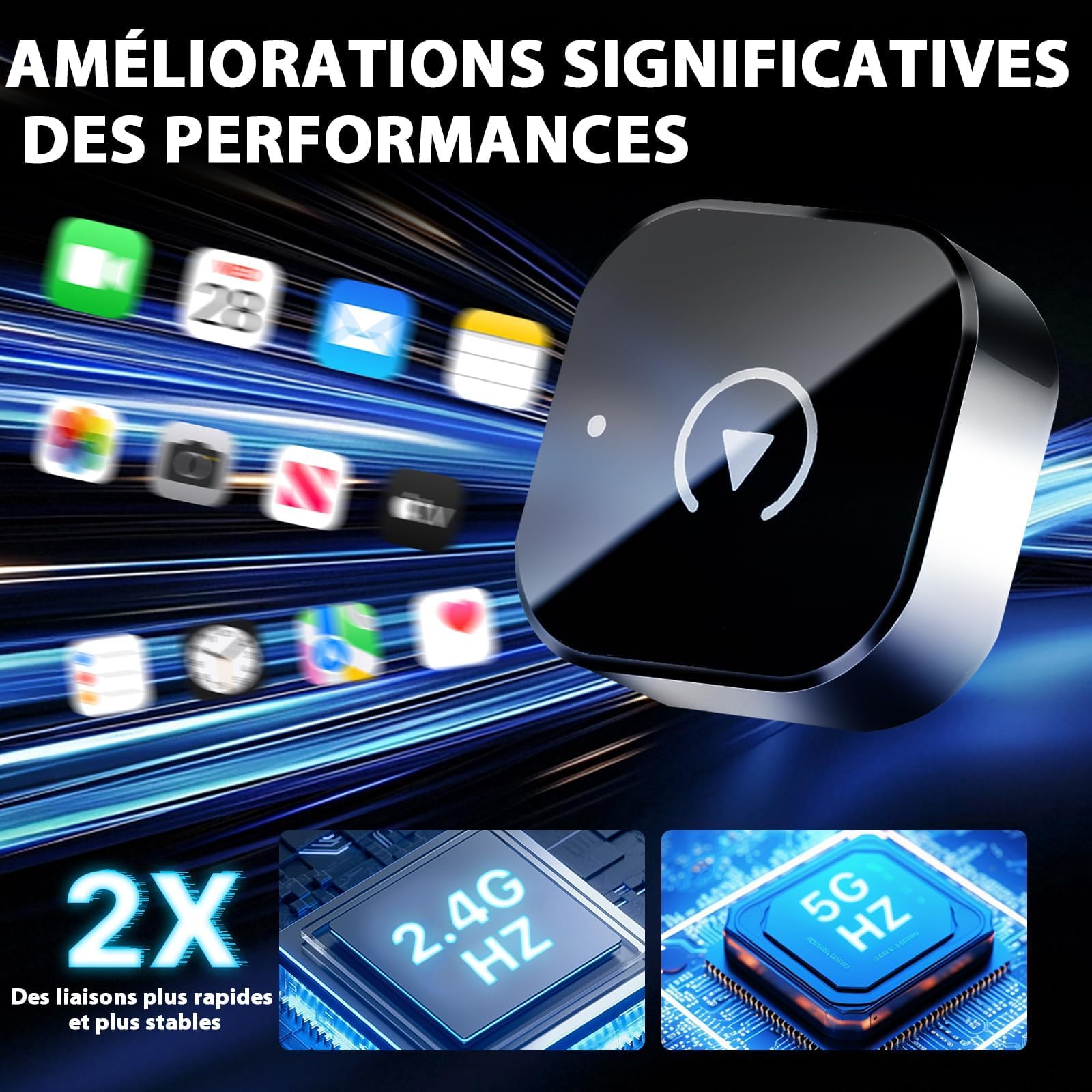 Adaptateur CarPlay sans Fil, Mini CarPlay et Android Auto 2 en 1, USB-A/C, Plug & Play, Connexion Automatique, Mise à Niveau 2025, Compatible with iPhone and Android
