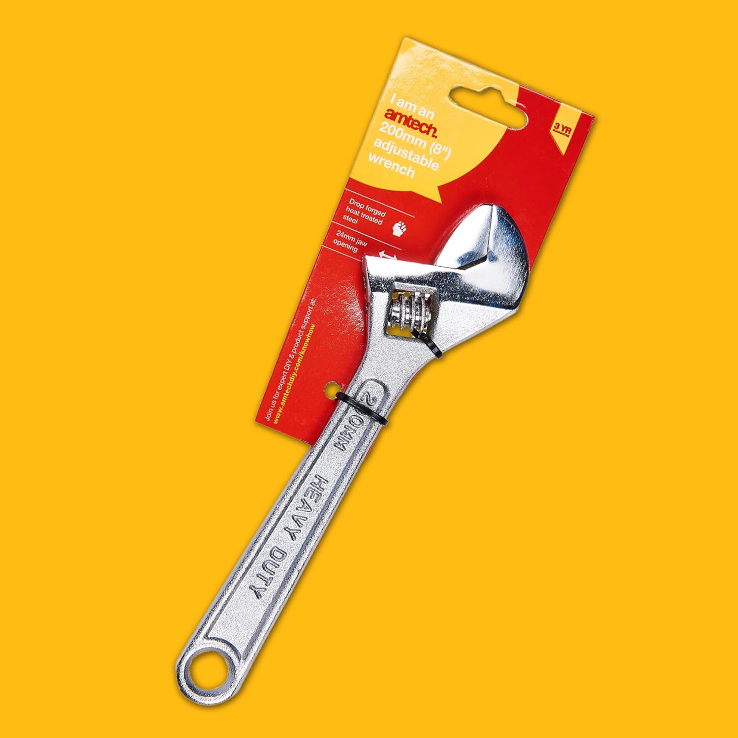 Amtech C1900 200mm (8") Adjustable Wrench with 24mm (1") jaw Opening