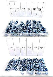 SAE & MM Hydraulic Grease Fitting Kit - 220Pc Hydraulic Grease Fitting Assortment - 110pc SAE Grease Fittings & 110pc Metric Grease Fittings - Straight Grease Fitting Angled Grease Fitting (SAE&MM)