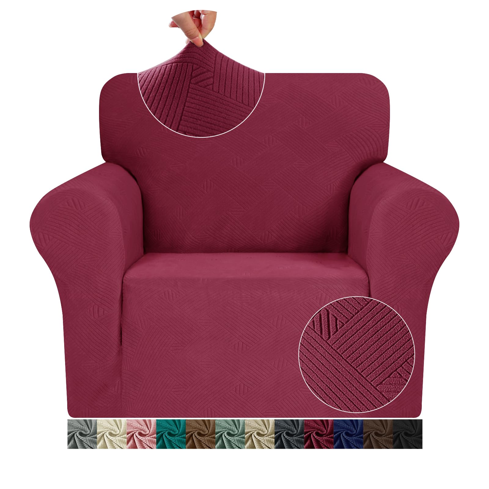 JIVINER Chair Cover for Living Room, 1 Piece Armchair Sofa Slipcovers Stretch Pet Friendly Couch Furniture Protector Covers with Elastic Bottom (Chair