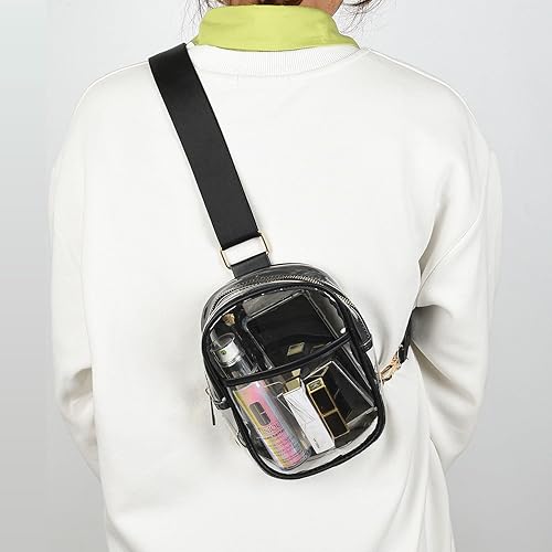 Miniatura 6 de Yaopeing Bolso bandolera transparente, cangurera transparente para mujeres, bolsas cruzadas transparentes aprobadas para estadios, bolso