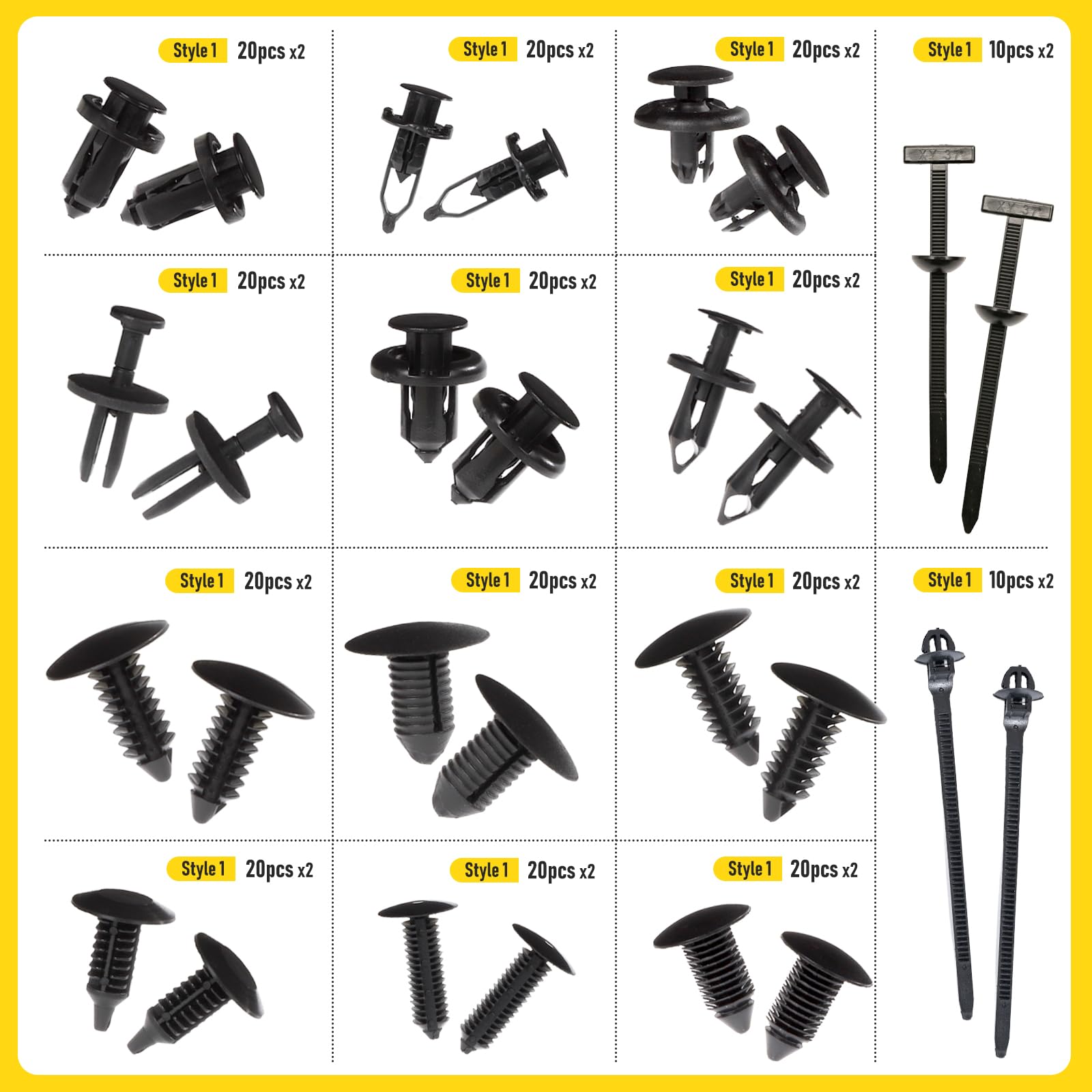 2 Sets 260PCS Car Bumper Retainer Clips Kit Auto Plastic Rivets Push Fasteners
