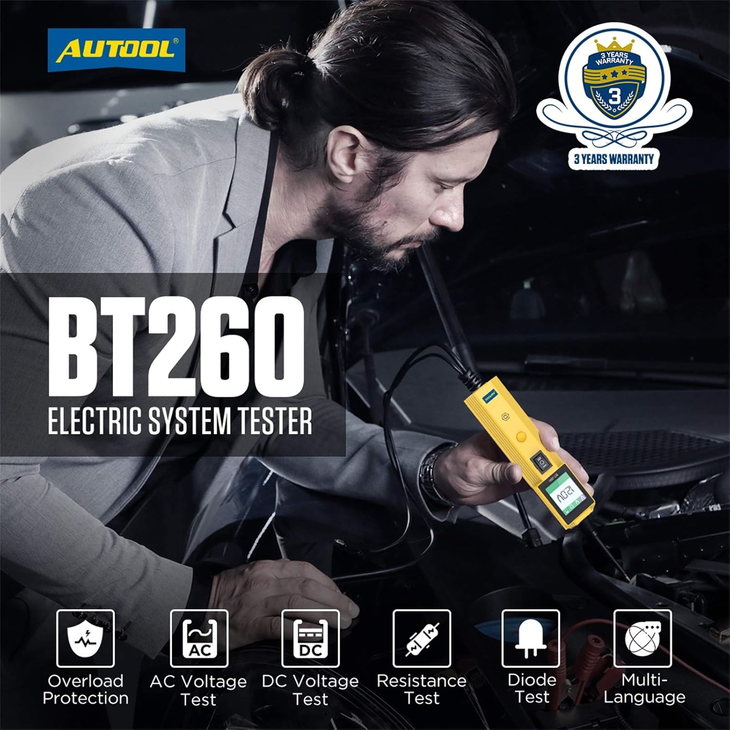 Flаѕh Dеаlѕ - 60% оƒƒ AUTOOL Automotive Circuit Tester,Car Electrical System Diagnostic Tool with LED Flashlight BT-260 for 6V/12V/24V Vehicle/Boat/Motorcycle/Heavy Duty/Truck