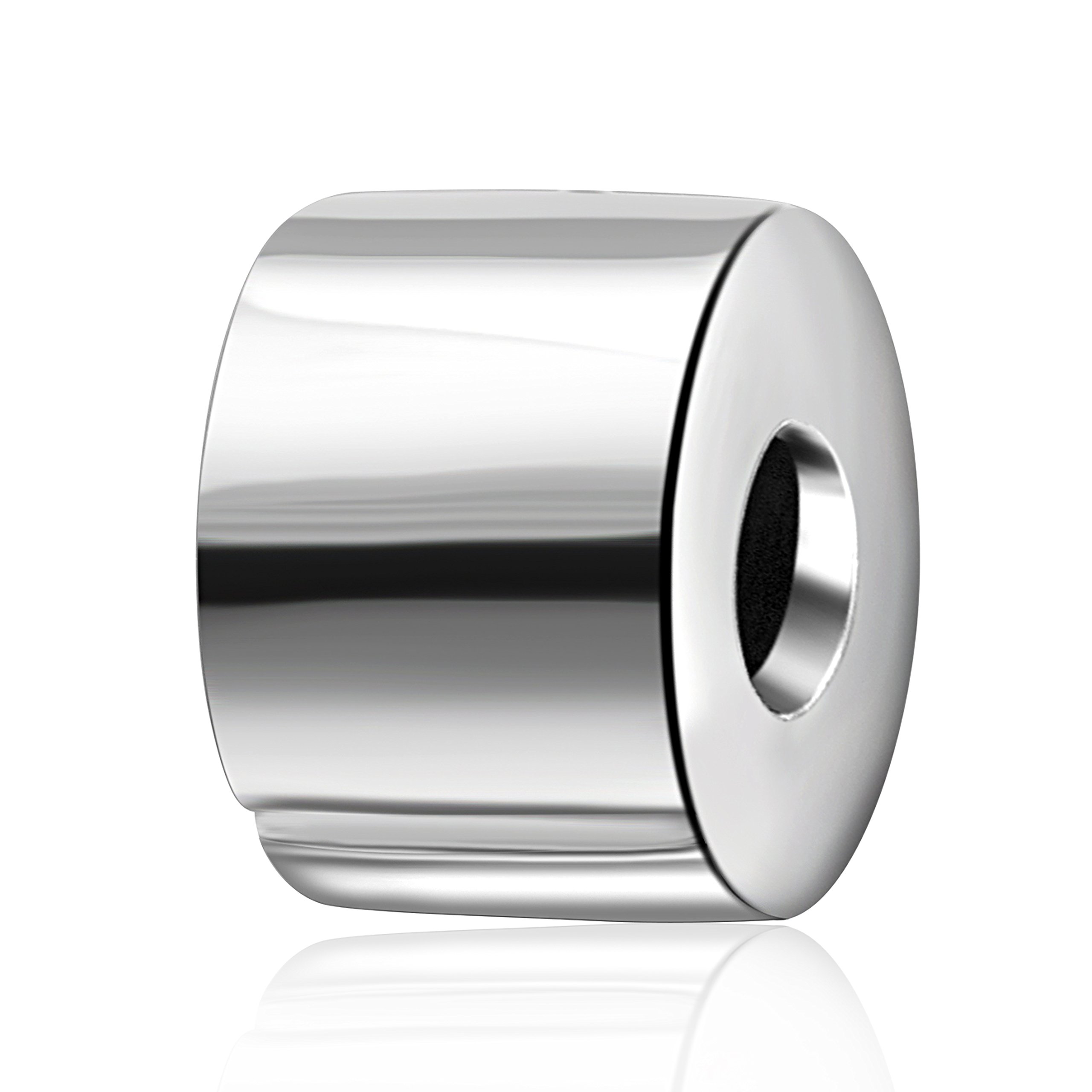 PAIYUAN Round Clip Charms Authentic 925 Sterling Silver Clip Lock Stopper Beads for European Bracelet