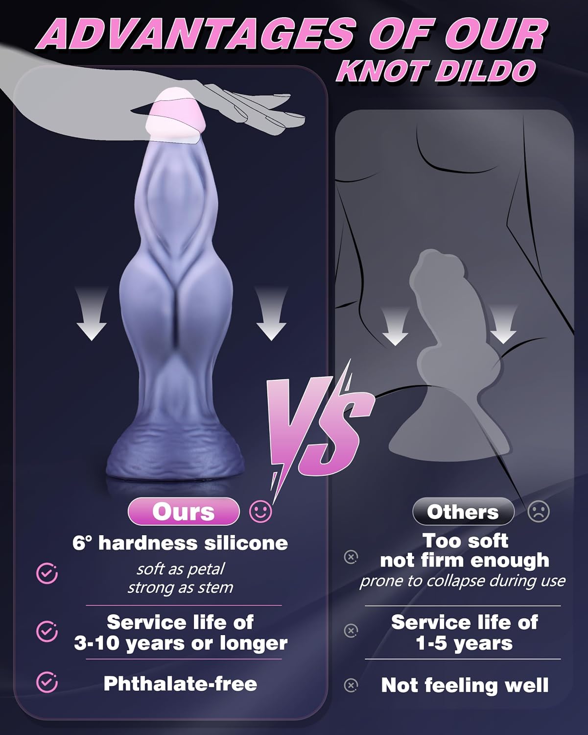 8.5" Fantasy Knot Dildo, Silicone Knotted Monster Dildos Anal Sex Toys