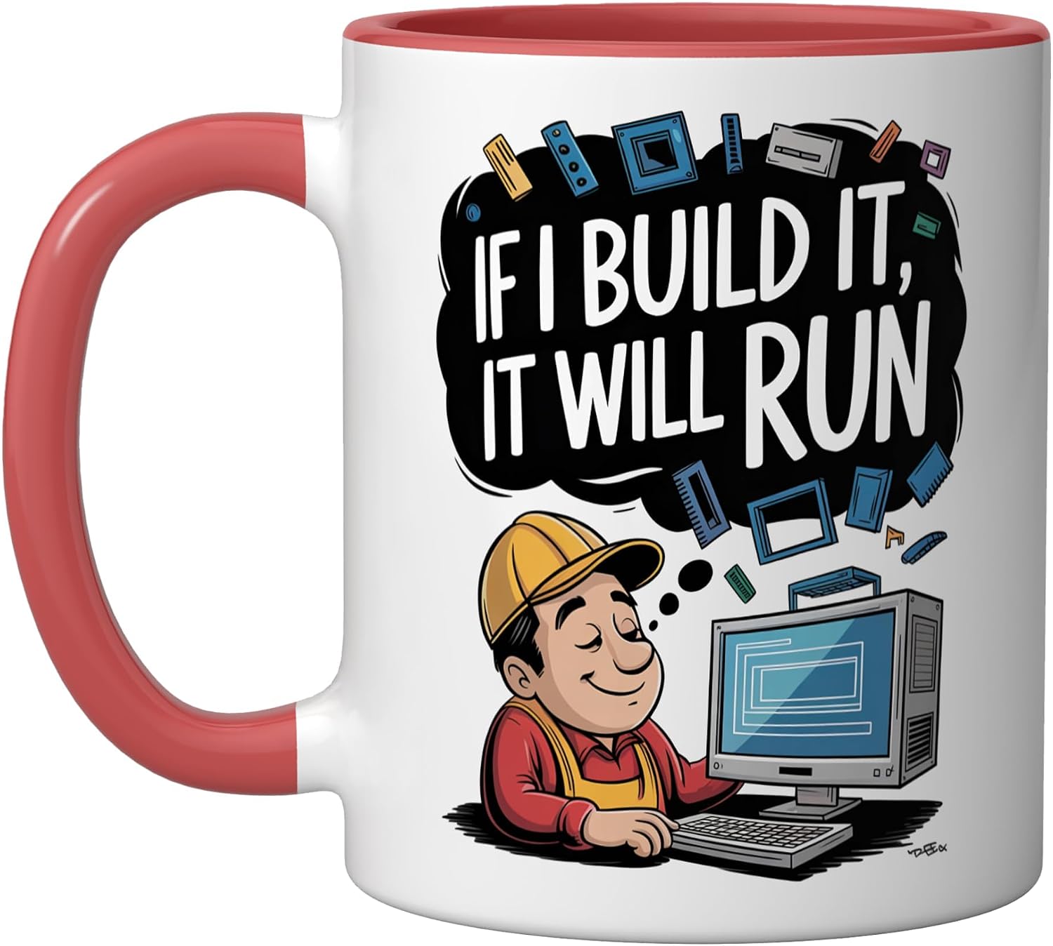 If I Build It Pc Gamer Coding Computer Science Developer Ceramic Mug, Pink/White, 15oz image 5