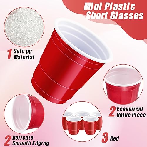 Miniatura 3 de 300 vasos de chupito de plástico de 2 onzas, vasos de chupito desechables, mini vasos rojos, mini vasos de chupito para fiestas para muestras y