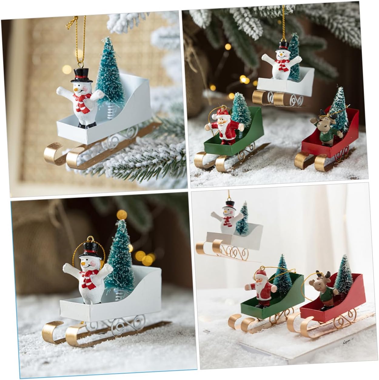 Christmas Sleigh Pendant Charms Iron Sled Model Ornaments for Xmas Tree Decor Holiday Decoration for Home and Parties Lightweight and Festive Touch