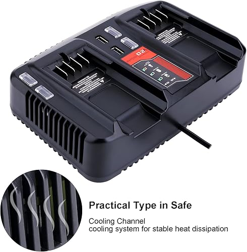Miniatura 6 de Biswaye CMCB124 Cargador máximo de 20 V de doble puerto compatible con batería de litio Craftsman V20 CMCB204 CMCB201 CMCB202 CMCB205 CMCB209