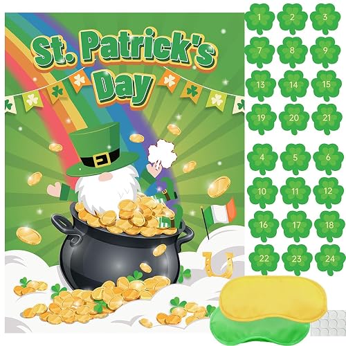 St. Patrick's Day Party Game Set, Pin The Shamrock on
