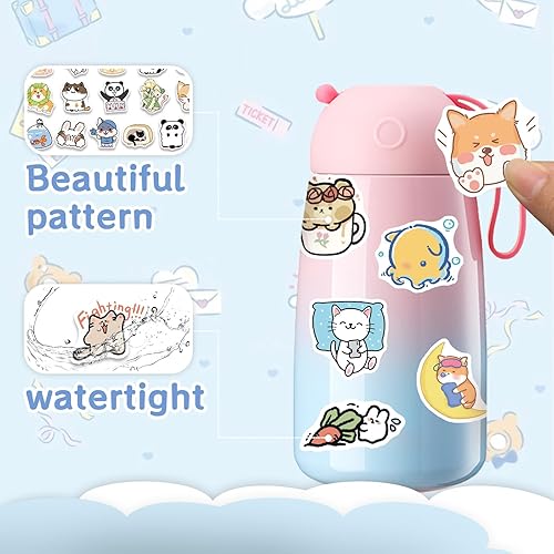 Miniatura 2 de 100 calcomanías lindas de animales para niños, calcomanías para botellas de agua, calcomanías para botellas de agua, calcomanías de vinilo