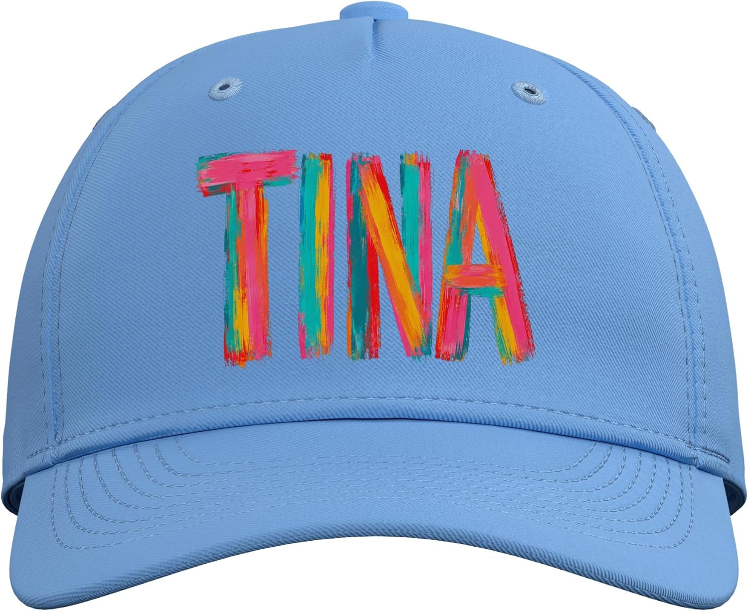 Tina First Name Colorful Brushstroke Letters Adjustable Baseball Hat image 2
