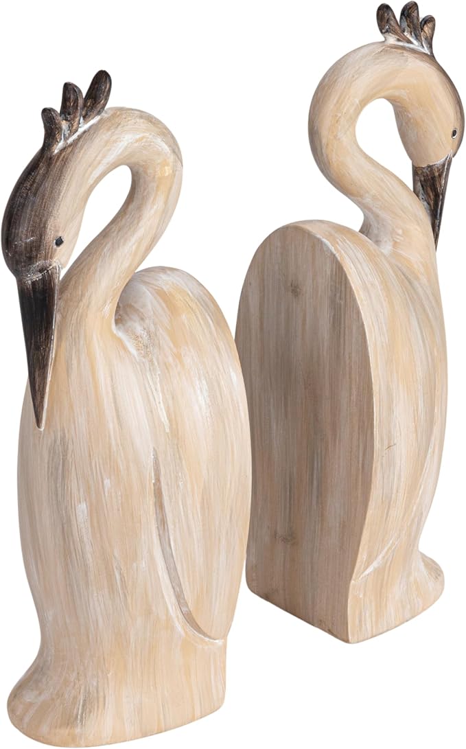 Resin Heron Bookends, Cream, Set of 2