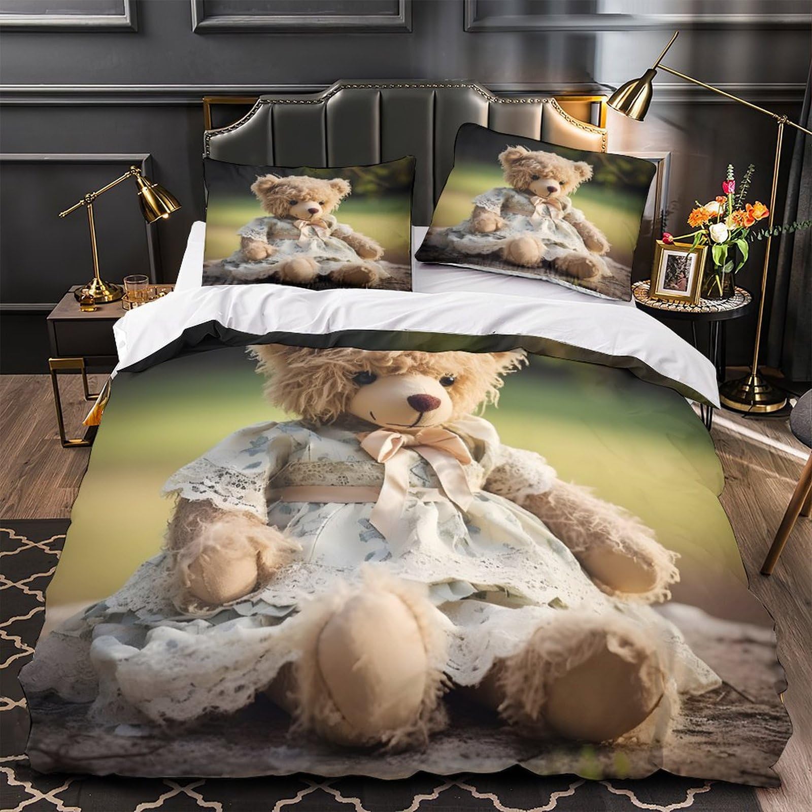 Housse de couette hypoallergénique en microfibre douce et résistante pour grand lit
