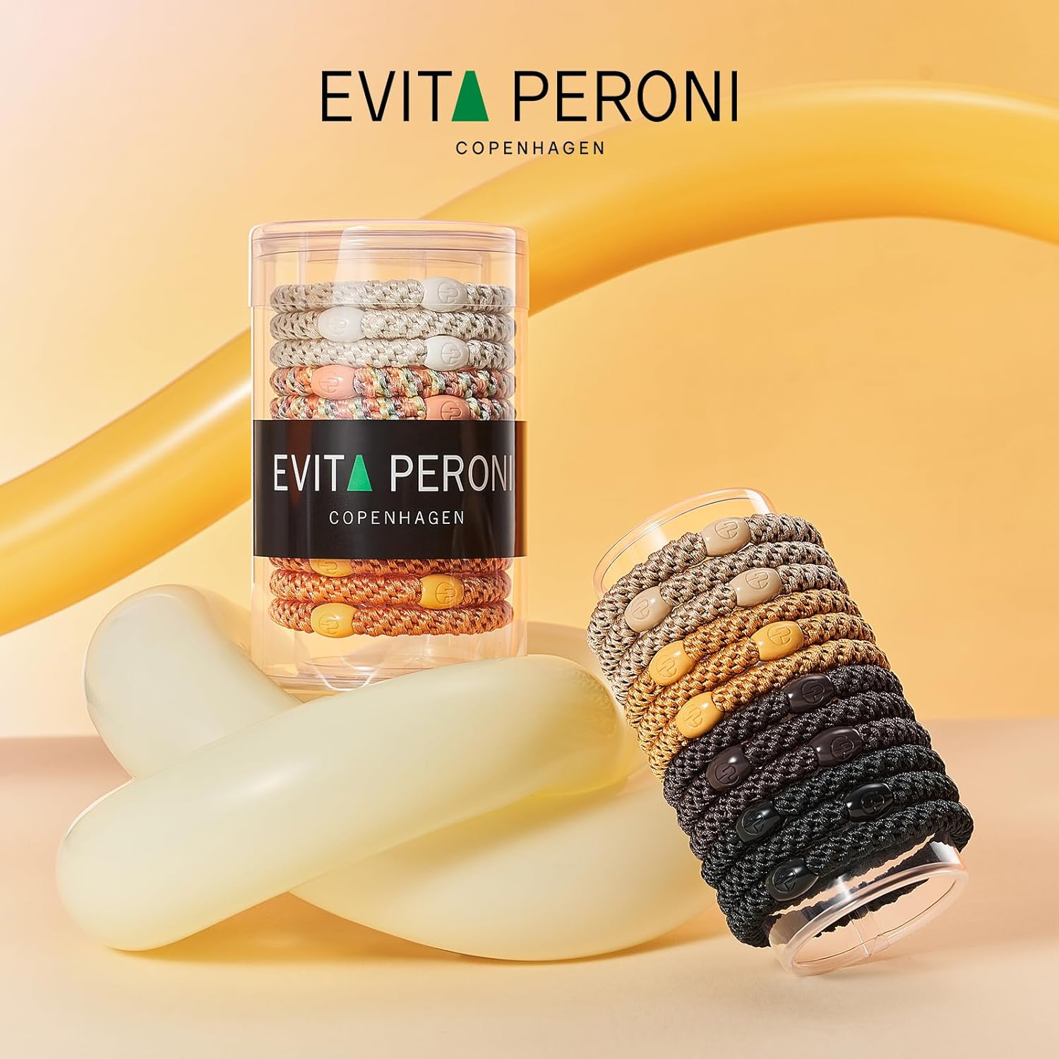 EVITA PERONI Hair Ties - 12 Pack No Damage Hair Elastics, Ponytail Holders for Thick Hair - Secure Hold for Yoga, Gym, Workout - Ideal for Women's Day Gifts - Amber Shadow