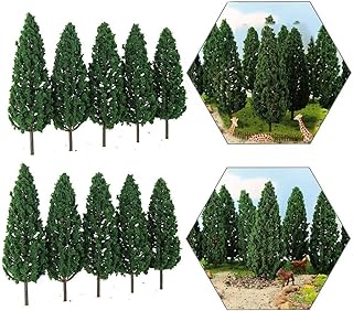 MANGOUSONG Miniature Trees,10Pcs Model Railway Layout Scenery Model Pine Trees for O G Scale Model Tree Railroad Layout Diorama Scenery
