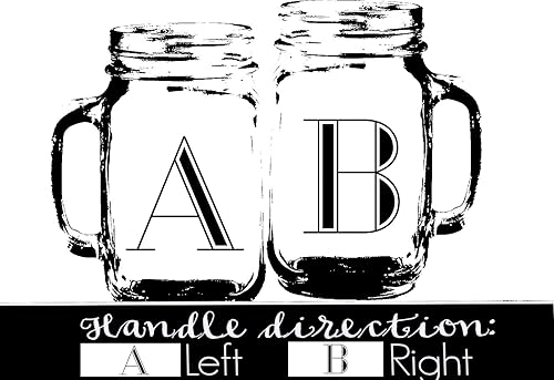 Miniatura 3 de Monograma personalizado Mason Jar Dama de honor padrinos de boda Tazas de masón con asa grabada para boda, aniversario de compromiso, fiesta nupcial