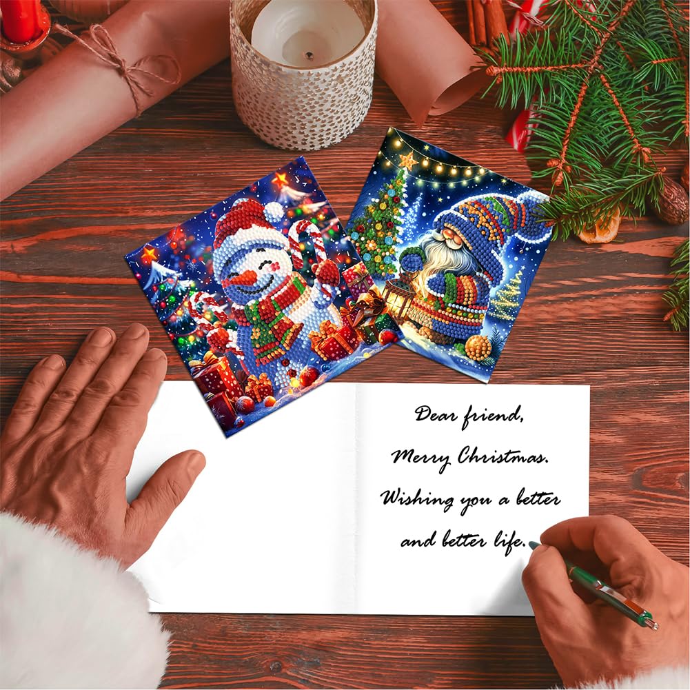 Kit Cartes De Noël 5D Diamant Painting - 8 Modèles Avec Enveloppes | DIY Décoratif Et Cadeau