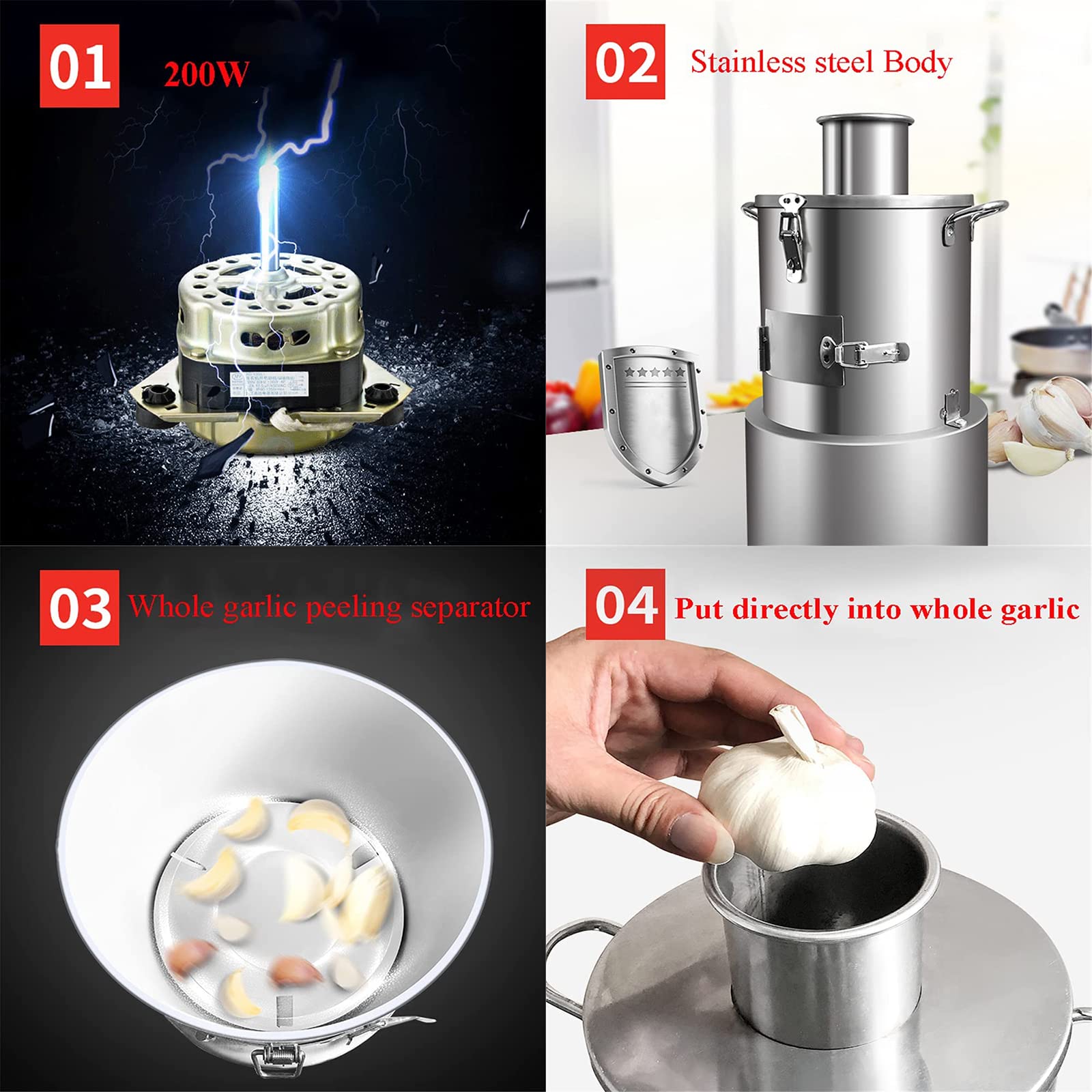 Komercyjna maszyna do obierania czosnku, obieraczka do czosnku ze stali nierdzewnej, automatyczny separator całego czosnku, obierana szybko i oszczędzająca pracę, do restauracji