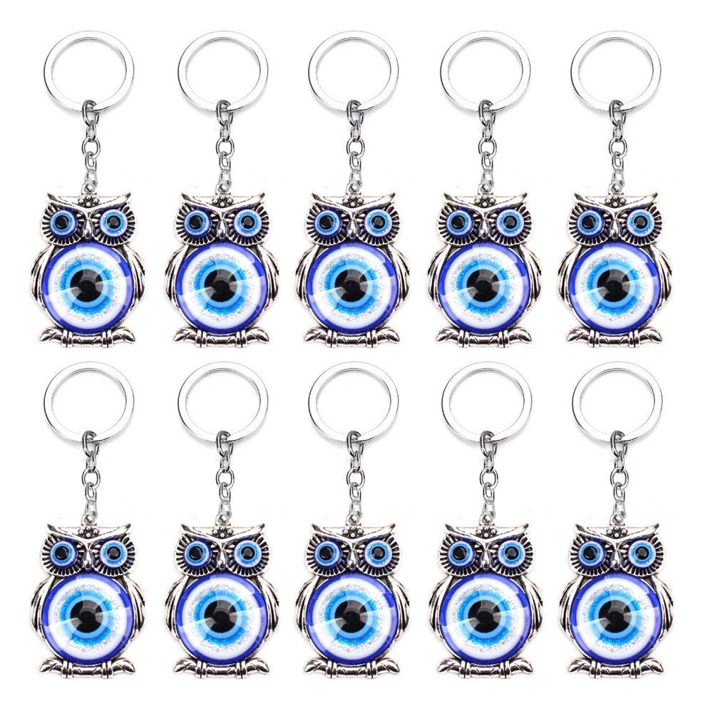 Amazon.co.jp: JewelBeauty ブルー フクロウ キーホルダー 邪眼 風水