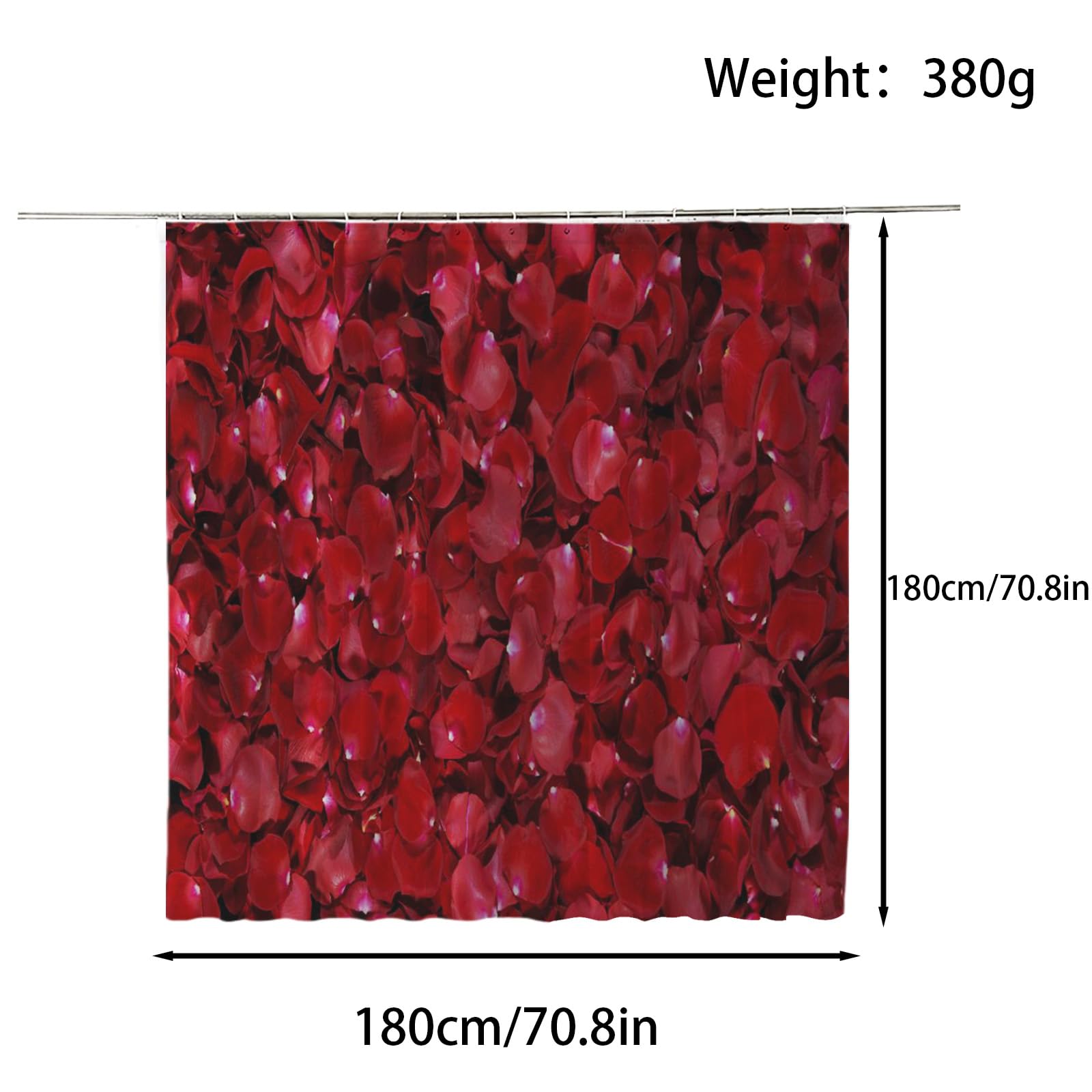FAIRYGATE Wet Room Shower Curtain Beautiful Painting Red Flowers Shower Curtains Waterproof Polyester Fabric Bath Curtain with Hooks for Bathroom Decor 180 x 180 cm B8414 - Image 2