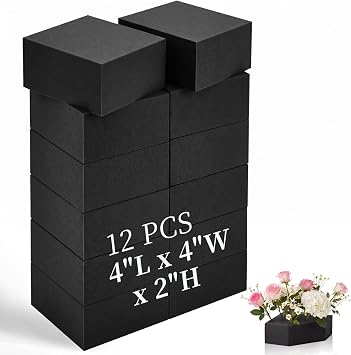 Innconee 12 Pack Black Floral Foam Blocks, 4"L x 4"w x 2"h Dry Floral Foam