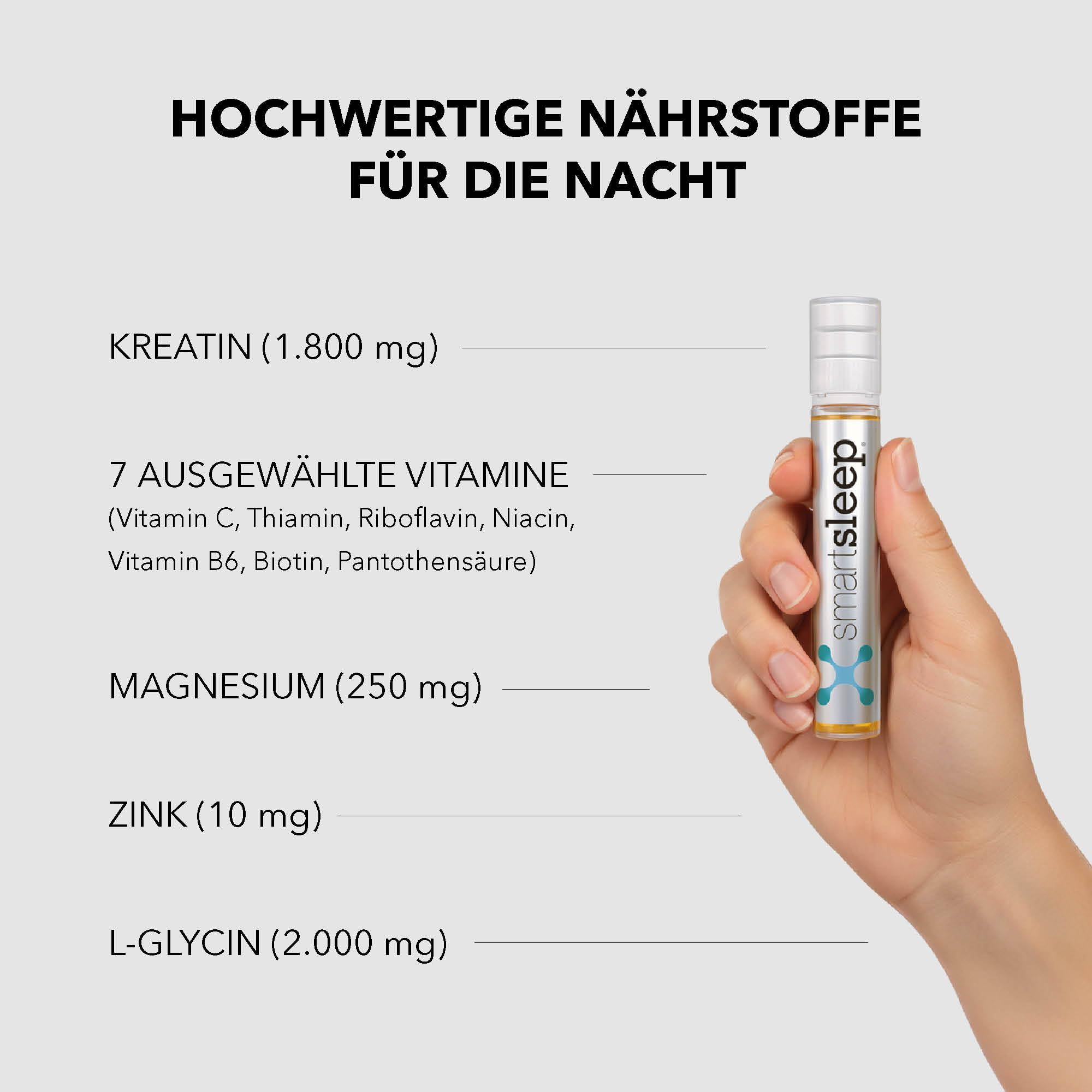 smartsleep® ORIGINAL 12er-Set – Innovativer Nährstoffkomplex für die Nacht mit Vitaminen, Mineralstoffen, Glycin & Kreatin – Vegan, laktose- & glutenfrei