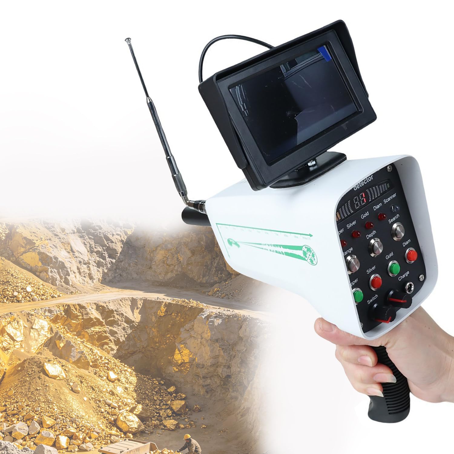 Ymnogjie Smart Underground Treasure Scanner with 30m Depth and 1000m Super Long Range, High Sensitivity Metal Detector for Professional Gold Prospecting