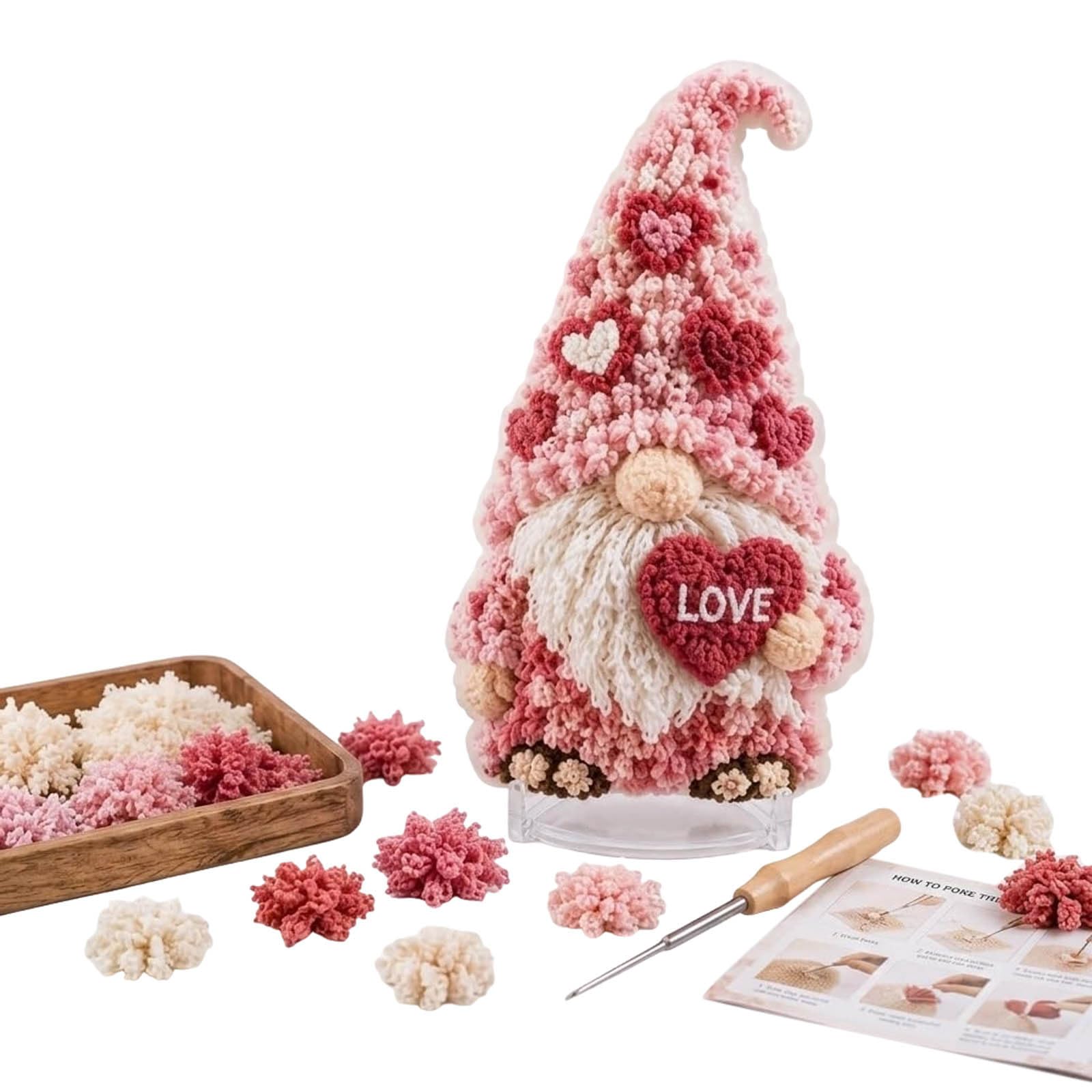 Gnome 3D Fabric Poke Art Kit, Christmas DIY Poke Art Craft Kit for Adult Beginner Handmade Faith Gifts