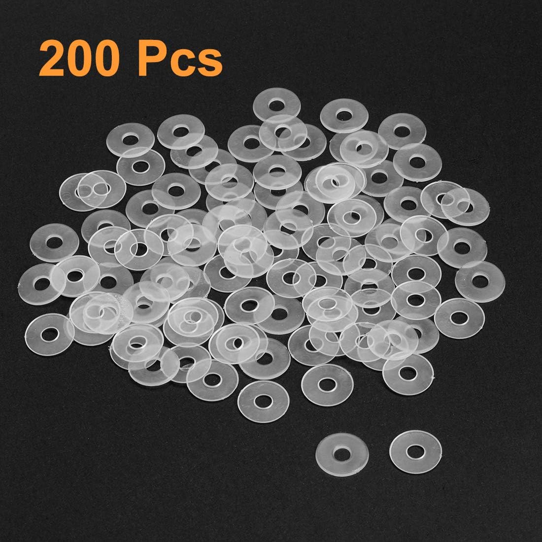 sourcing map Nylon Flat Washers M4 13mm OD 4mm ID 1mm Thickness Sealing Gasket for Faucet Pipe Water Hose Clear, Pack of 200 - Image 3