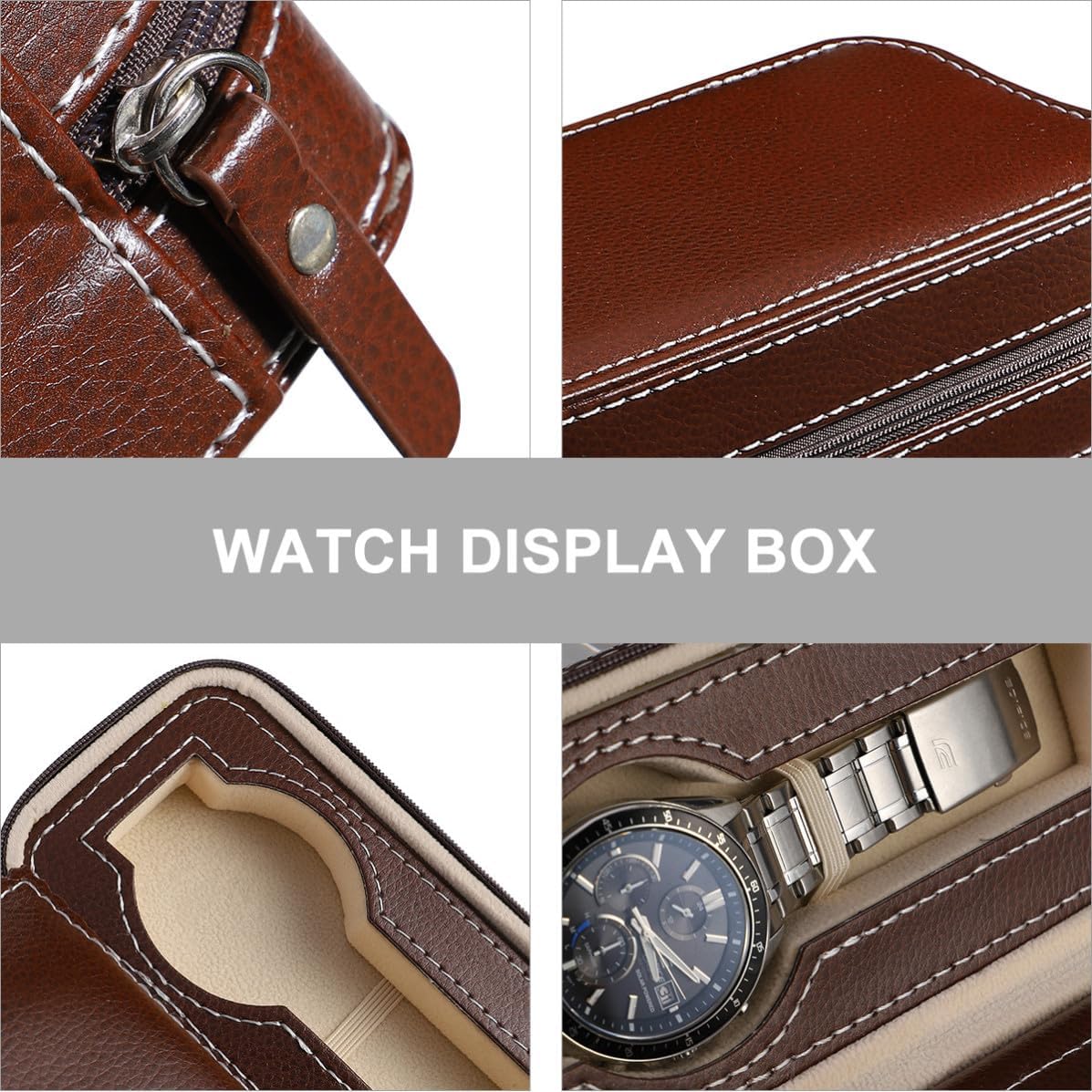 Retro Watch Display Box 2 Slot Composite Case for Storage image 3