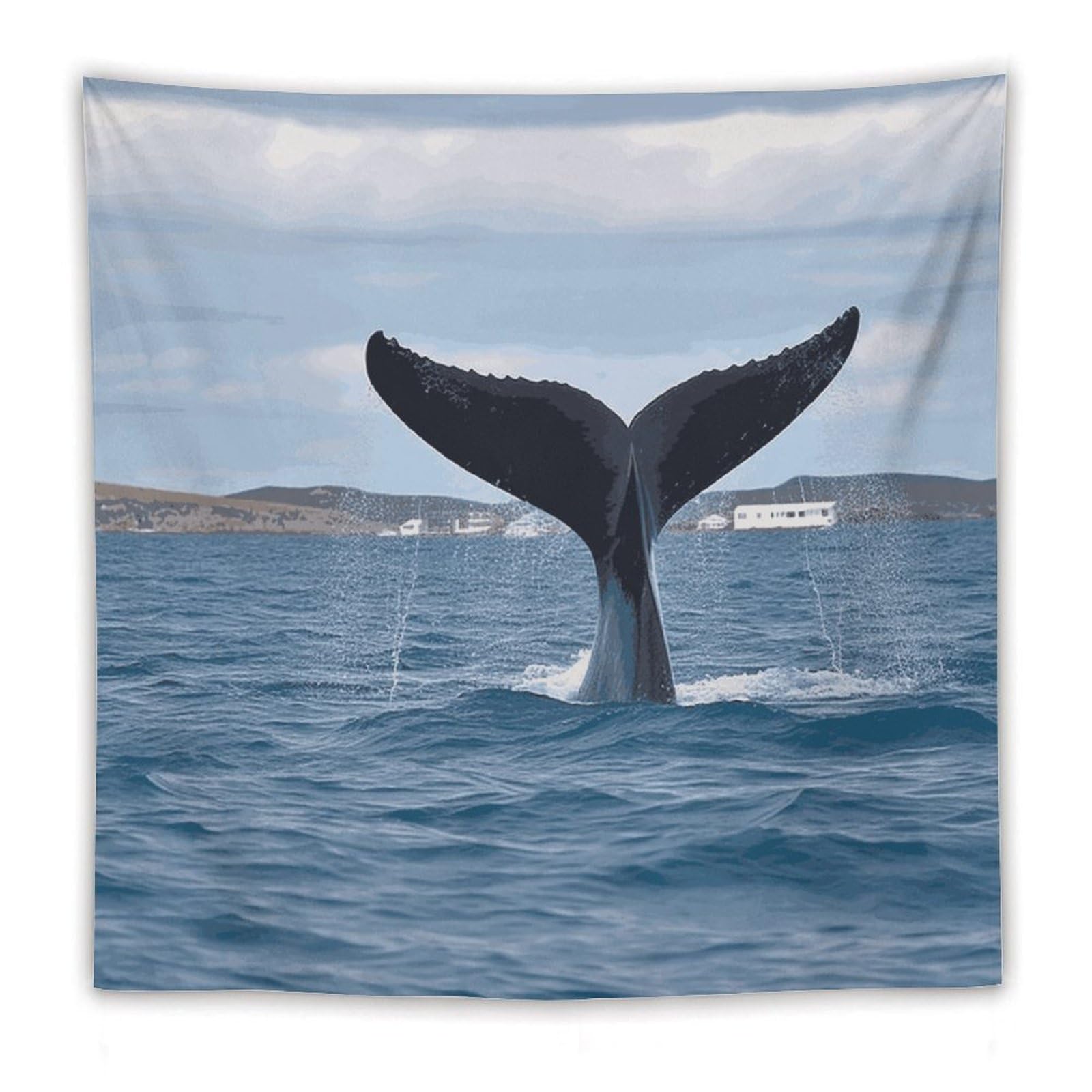 LDGSUPH Whale Tail Tapestry Wall Hanging Decor Anti-fading Aesthetic Wall Tapestries Fashion Wall Blanket Decor Modern Wall Art Tapestry for Bedroom Home Decor 60"x60"