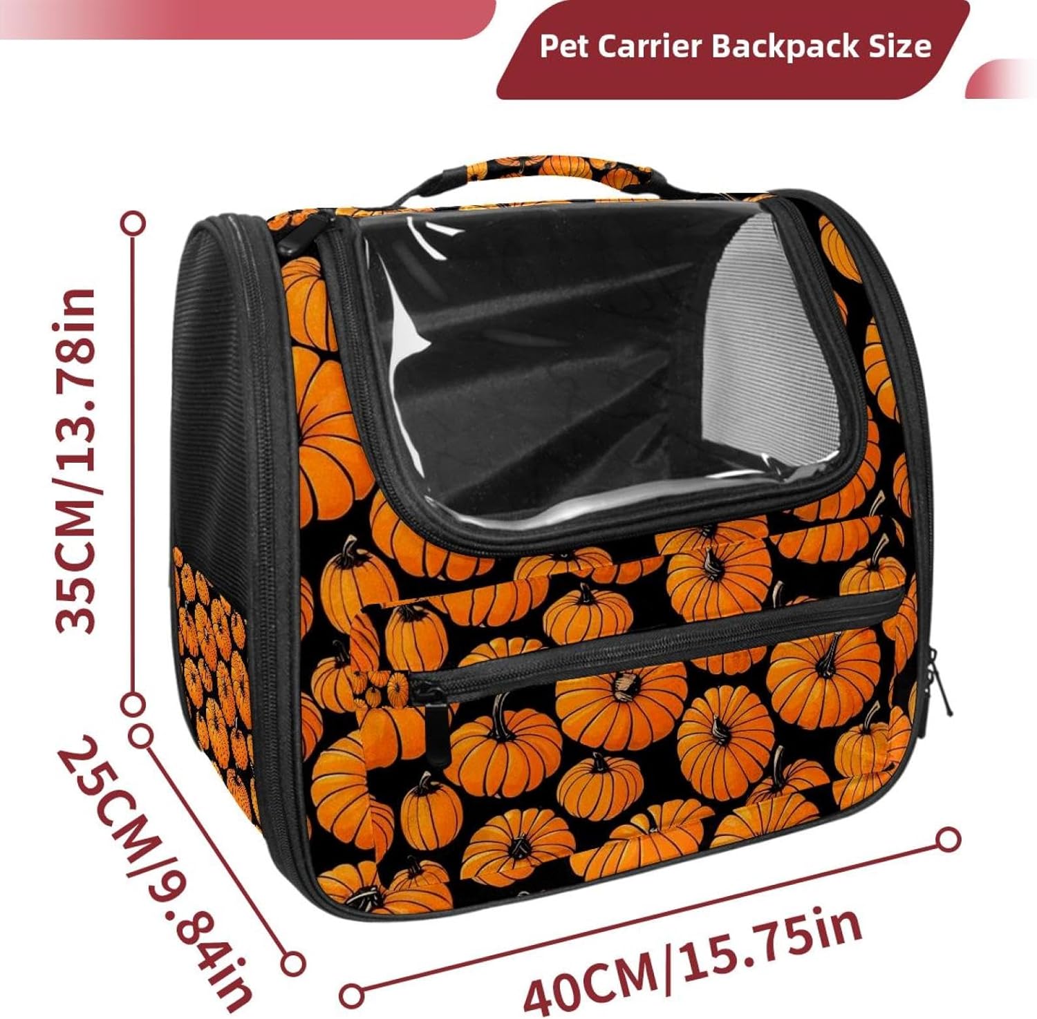 Portable Travel pet Backpack Carrier Hamster Bag Small Dog cat Carrier Breathable Hang Bag, Helloween Pumkins 3_56