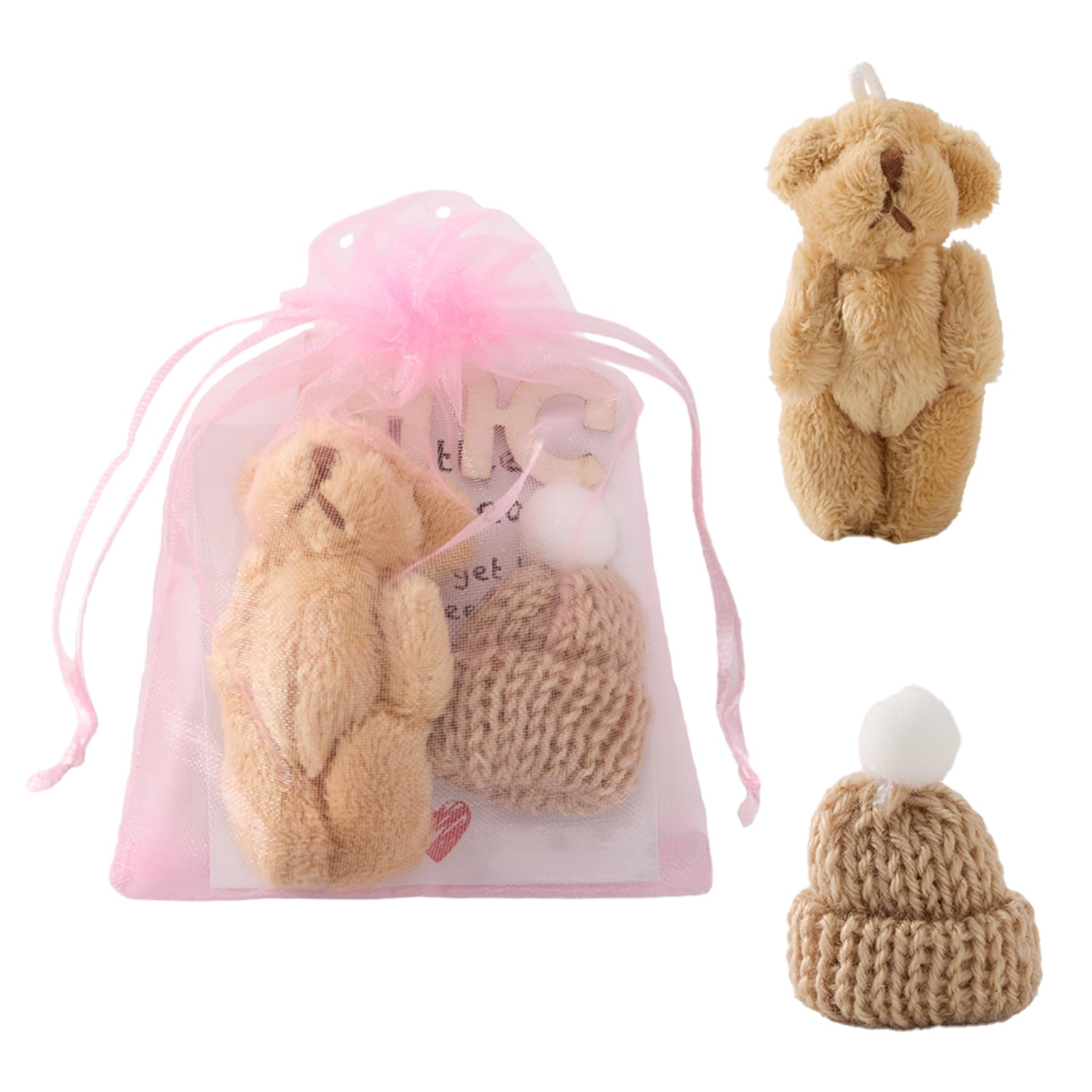 Wasise Worry Bear - Pocket Bear, Emotional Support Plush Bears, Pocket Hug Present Mini Worry Bears, with Inspirational Card, Positive Gift for Birthday,Good Luck,Thinking Of You Gifts - Brown