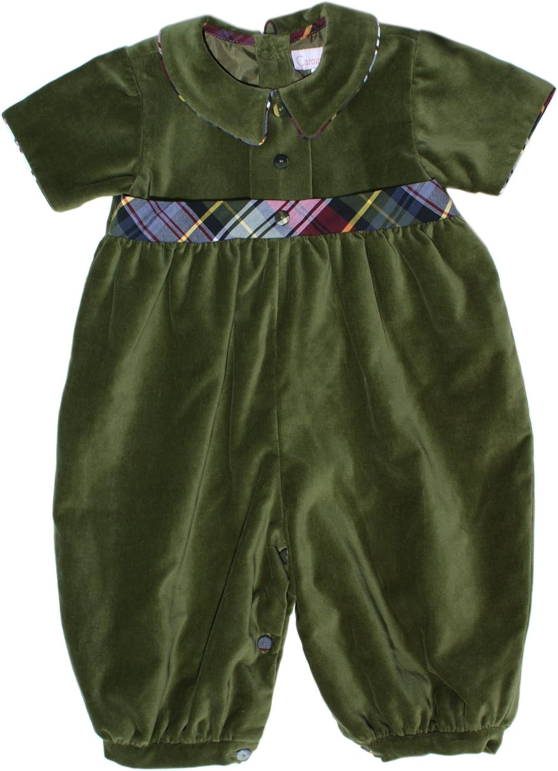Carouselwear Little Boys Overalls in Holiday Green Velvet
