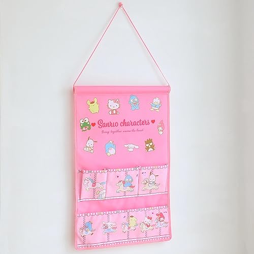 Rjivofa Lindo organizador colgante de dibujos animados, 4 bolsillos para colocar sobre la puerta y la pared, estantes de almacenamiento para el