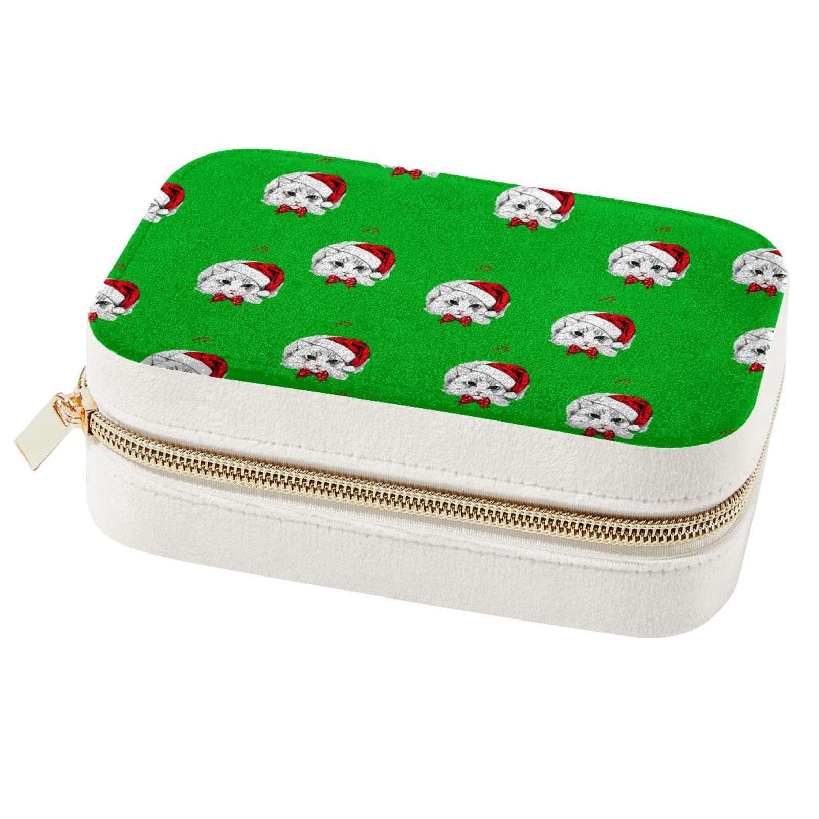 Organiseur bijoux chat de Noël portable avec rangements bagues