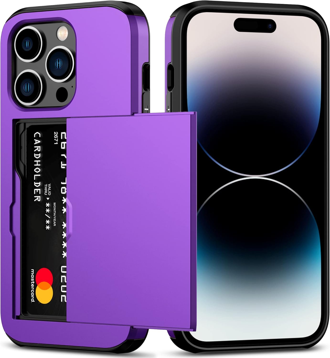 Nvollnoe for iPhone 14 Pro Case with Card Holder Heavy Duty