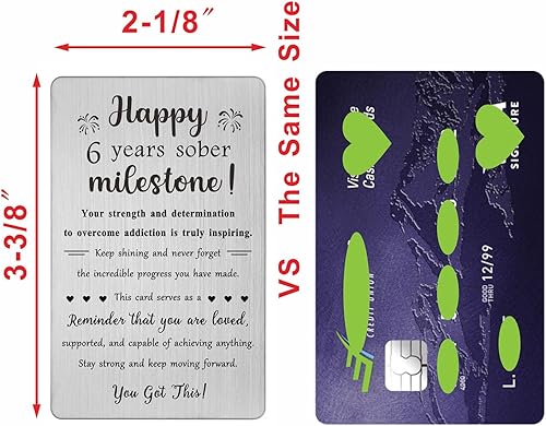Miniatura 4 de TGCNQ Regalos de sobriedad para 6 años, regalos de recuperación para mujeres y hombres, regalos sobrios de 6 años, tarjeta de metal grabada sobria